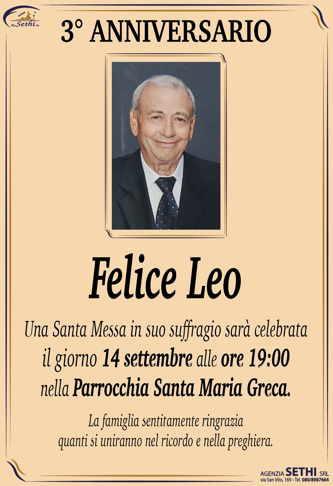 3° anniversario Felice Leo fu Giuseppe
