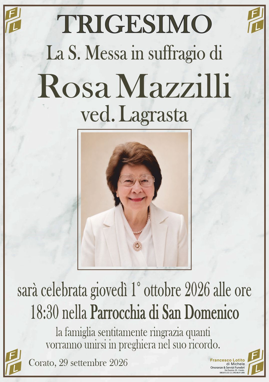 Trigesimo Rosa MAZZILLI ved. LAGRASTA
