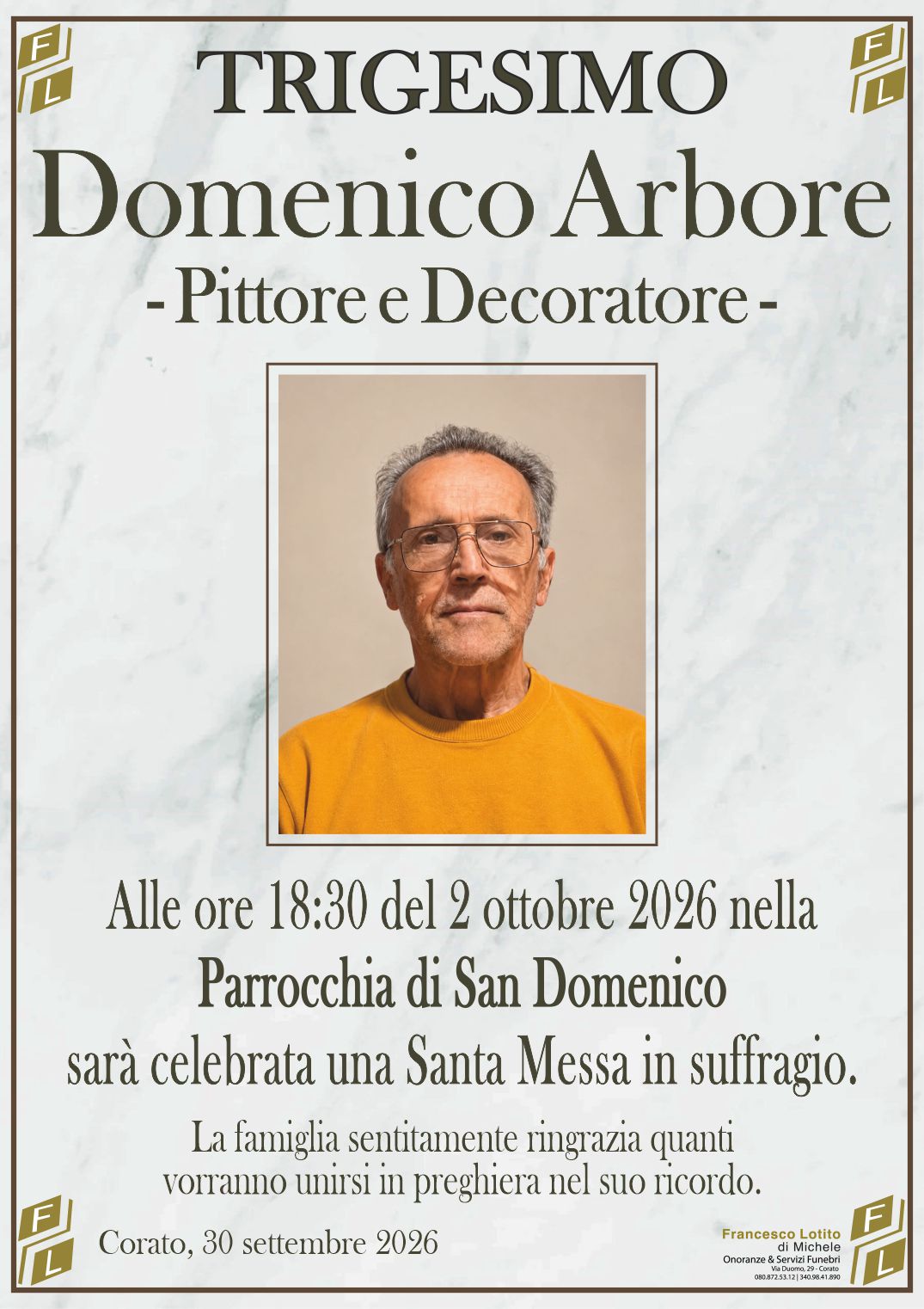 Trigesimo Domenico ARBORE - Pittore e Decoratore -