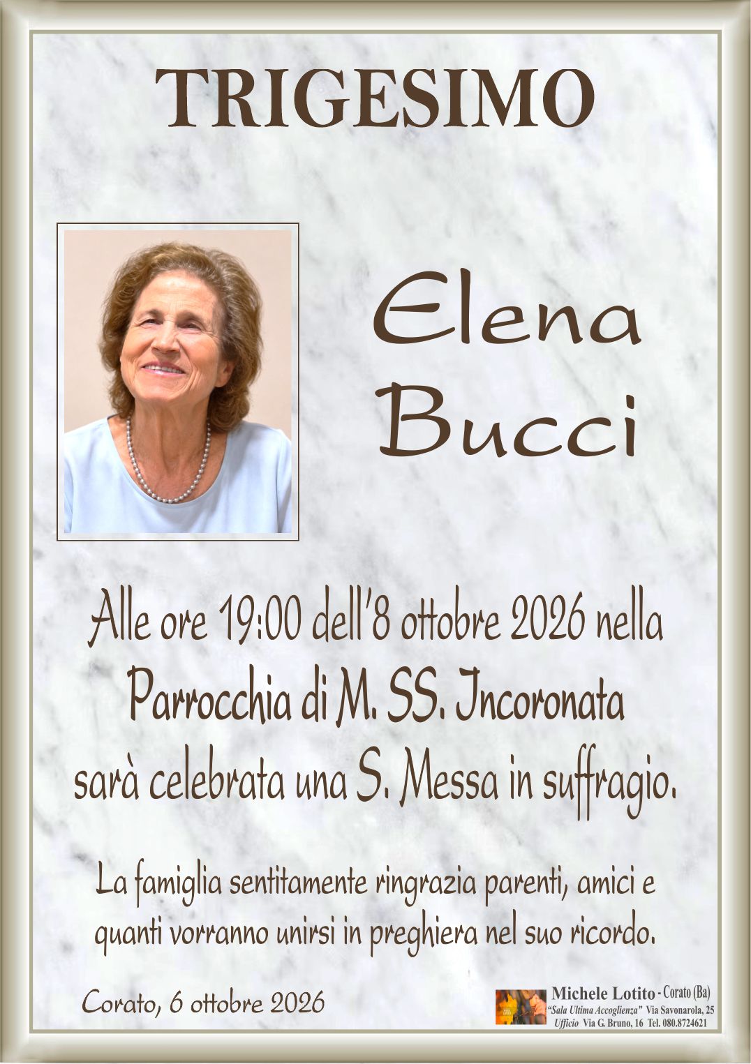 Trigesimo ELENA BUCCI