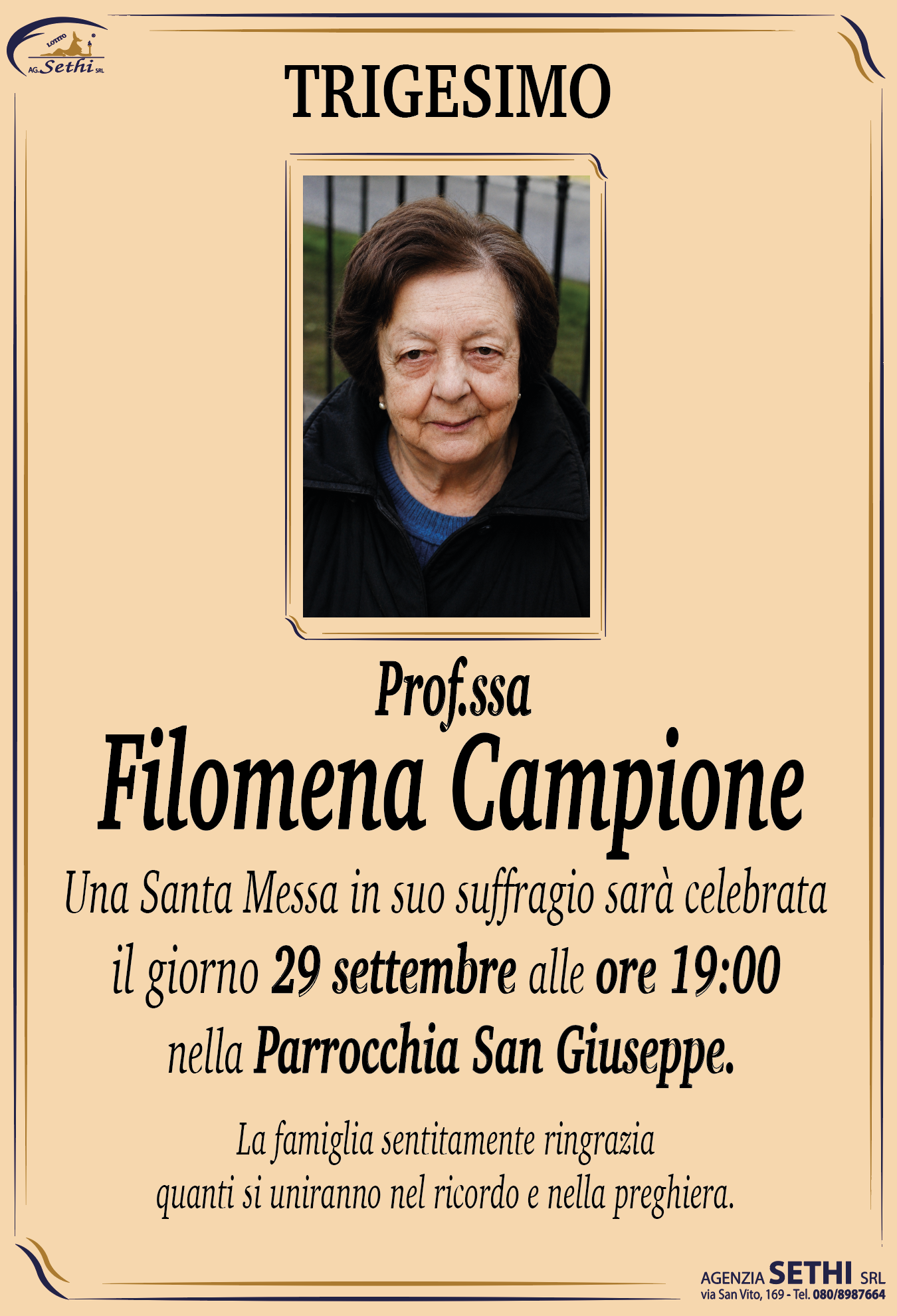 Trigesimo Prof.ssa Filomena Campione (Menina)
