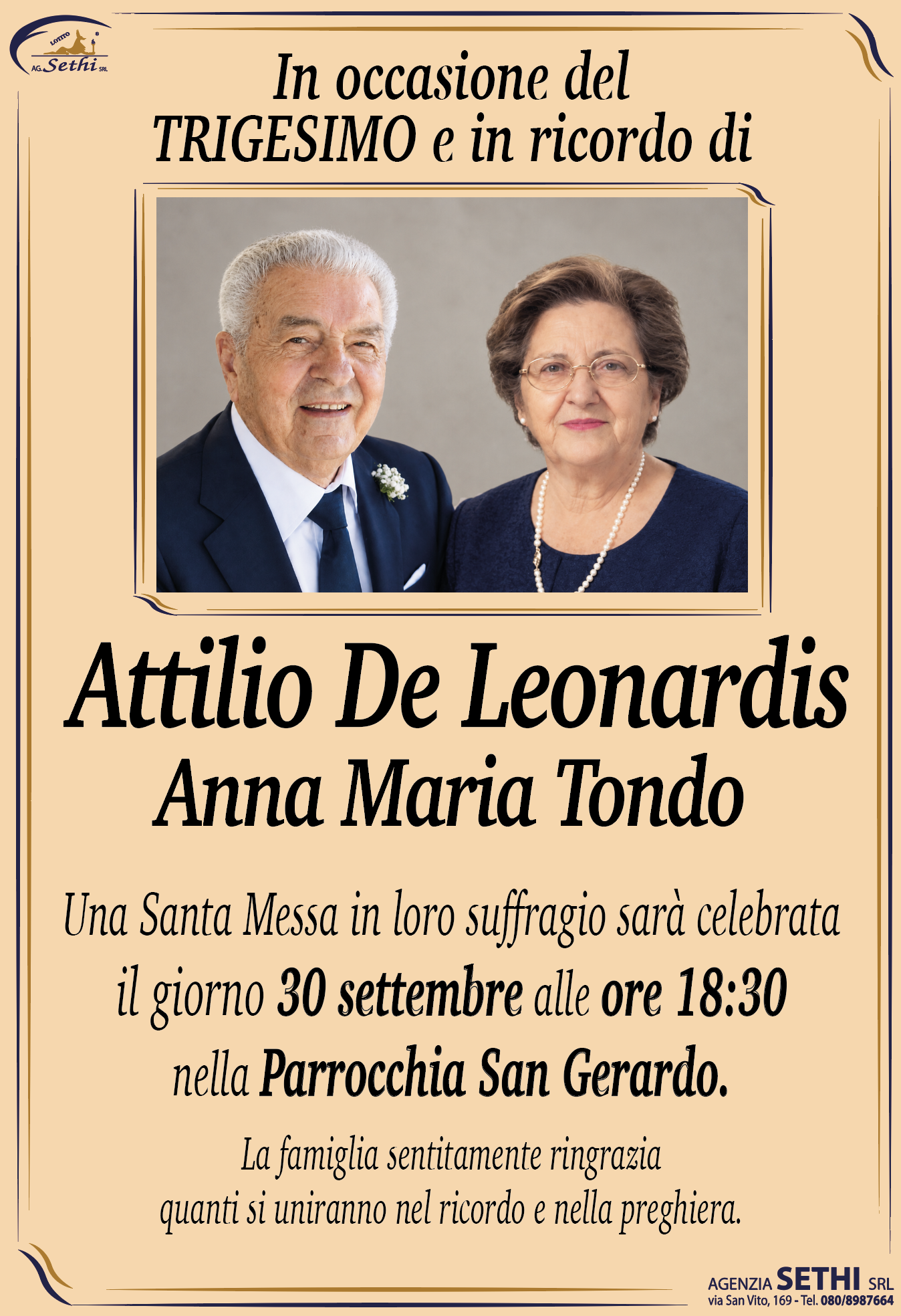 Trigesimo Attilio De Leonardis fu Giovanni