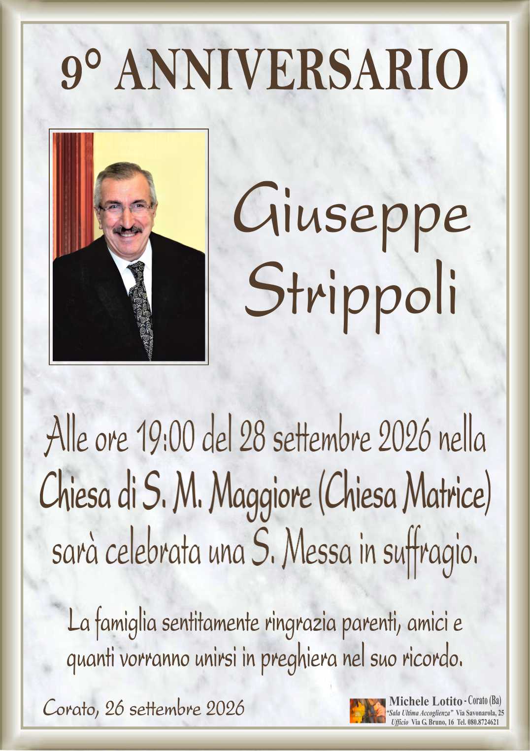 9° anniversario GIUSEPPE STRIPPOLI