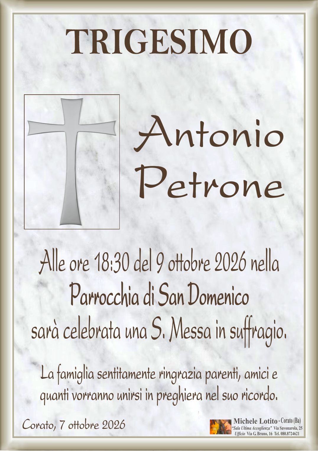 Trigesimo ANTONIO PETRONE