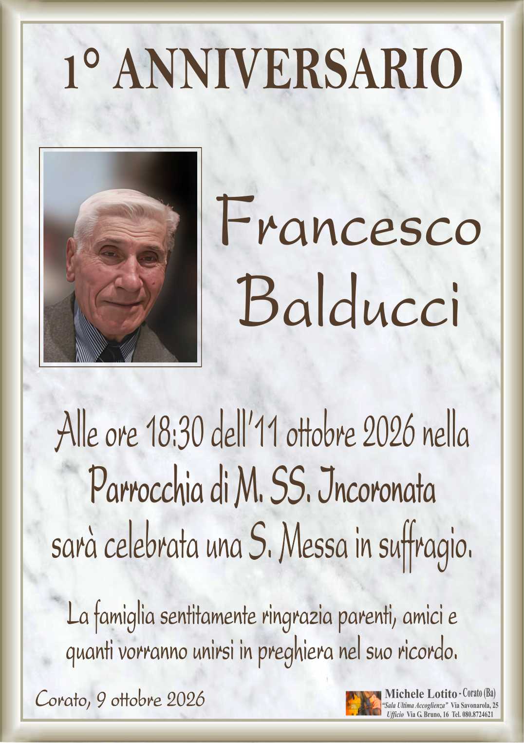 1° anniversario FRANCESCO BALDUCCI
