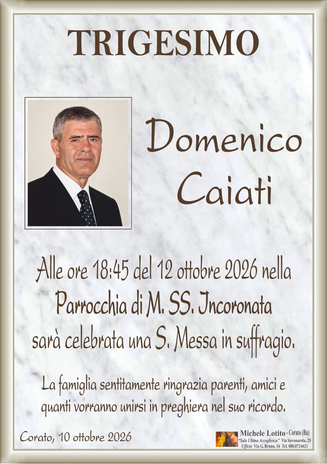 Trigesimo DOMENICO CAIATI