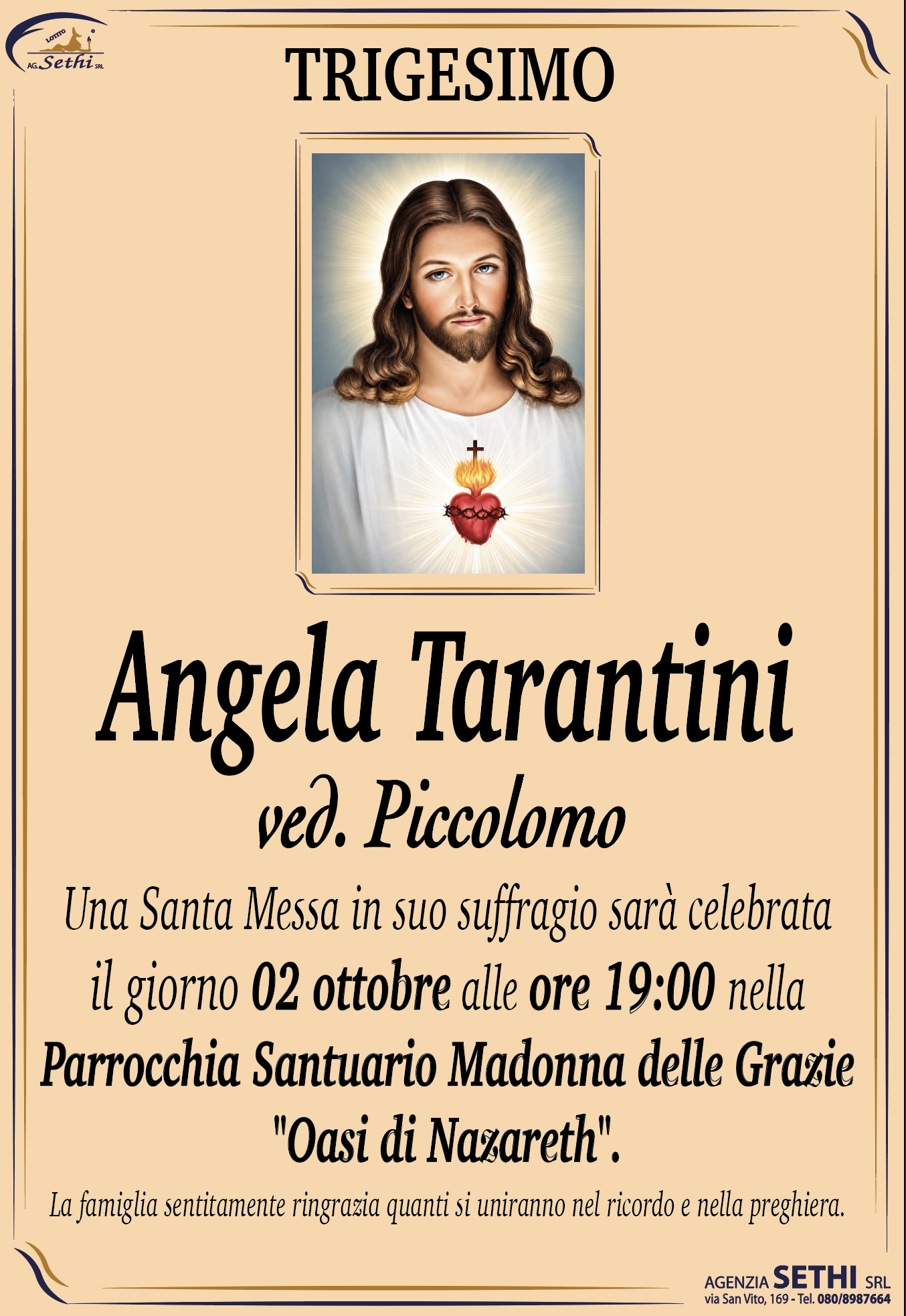 Trigesimo Angela Tarantini ved. Piccolomo