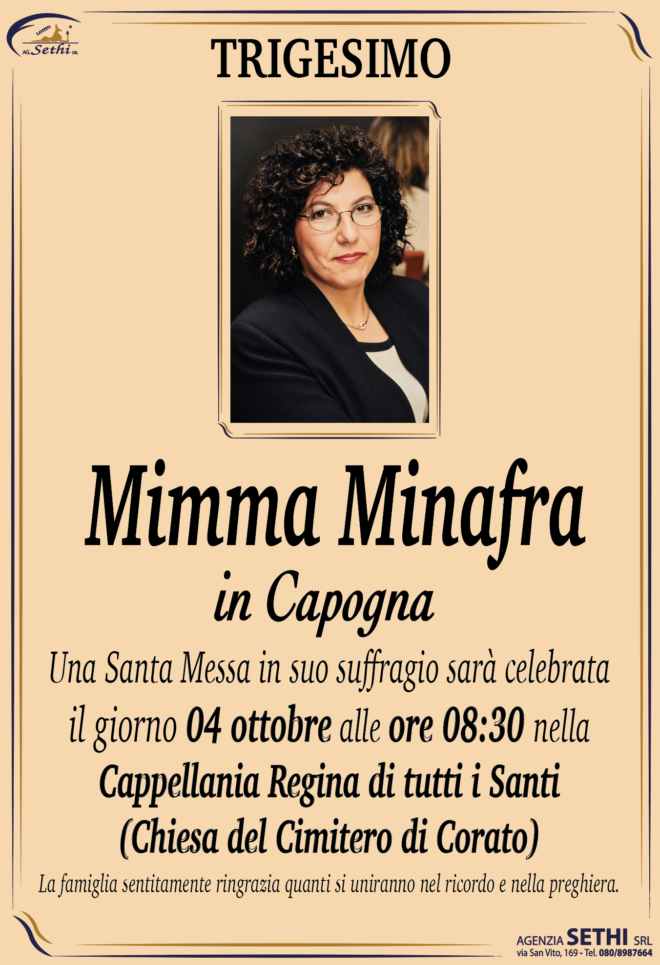 Trigesimo Mimma Minafra in Capogna