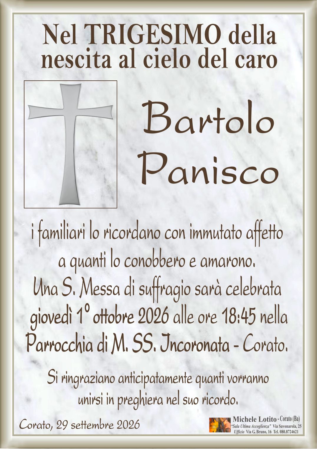 Trigesimo BARTOLO PANISCO