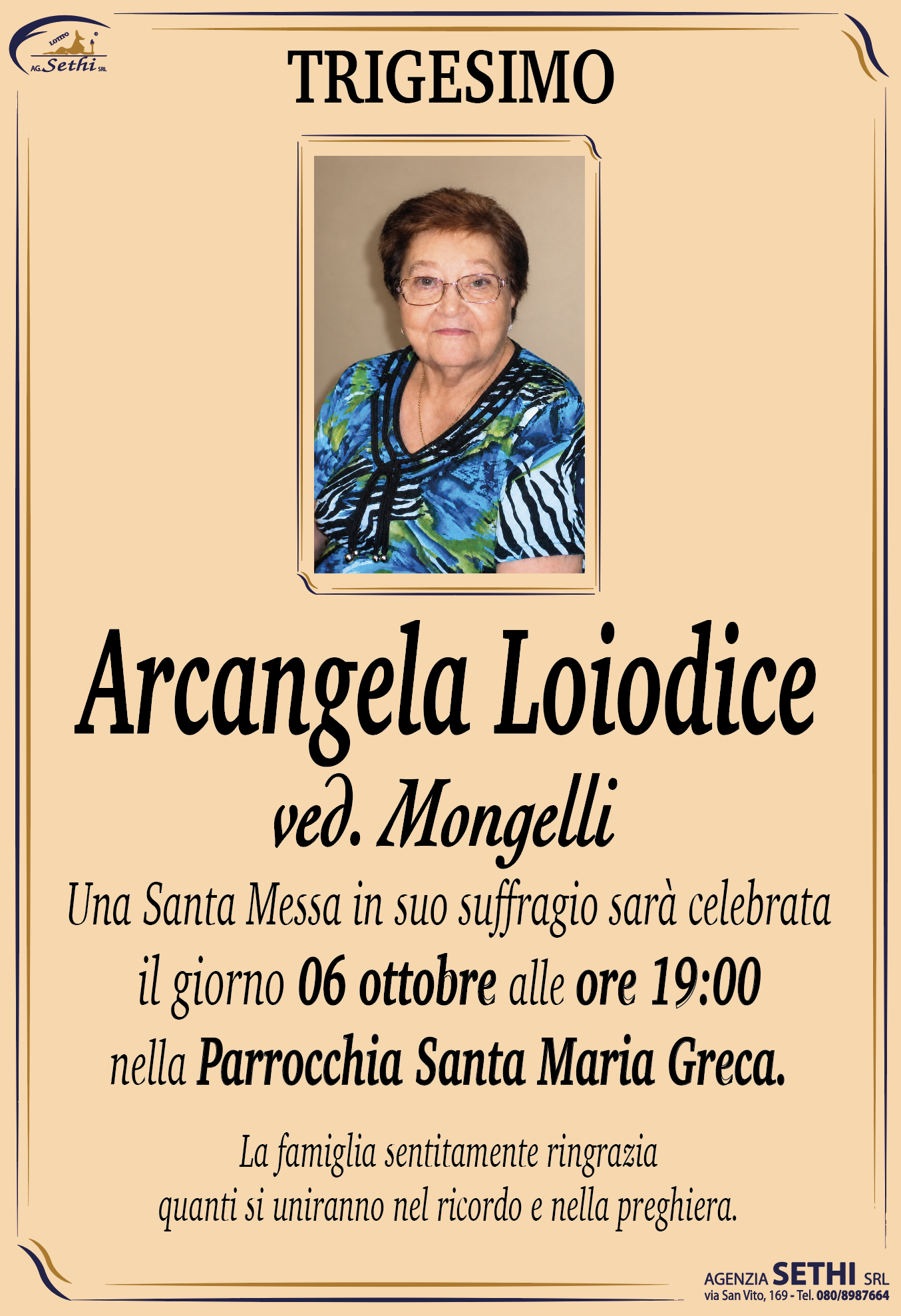 Trigesimo Arcangela Loiodice ved. Mongelli