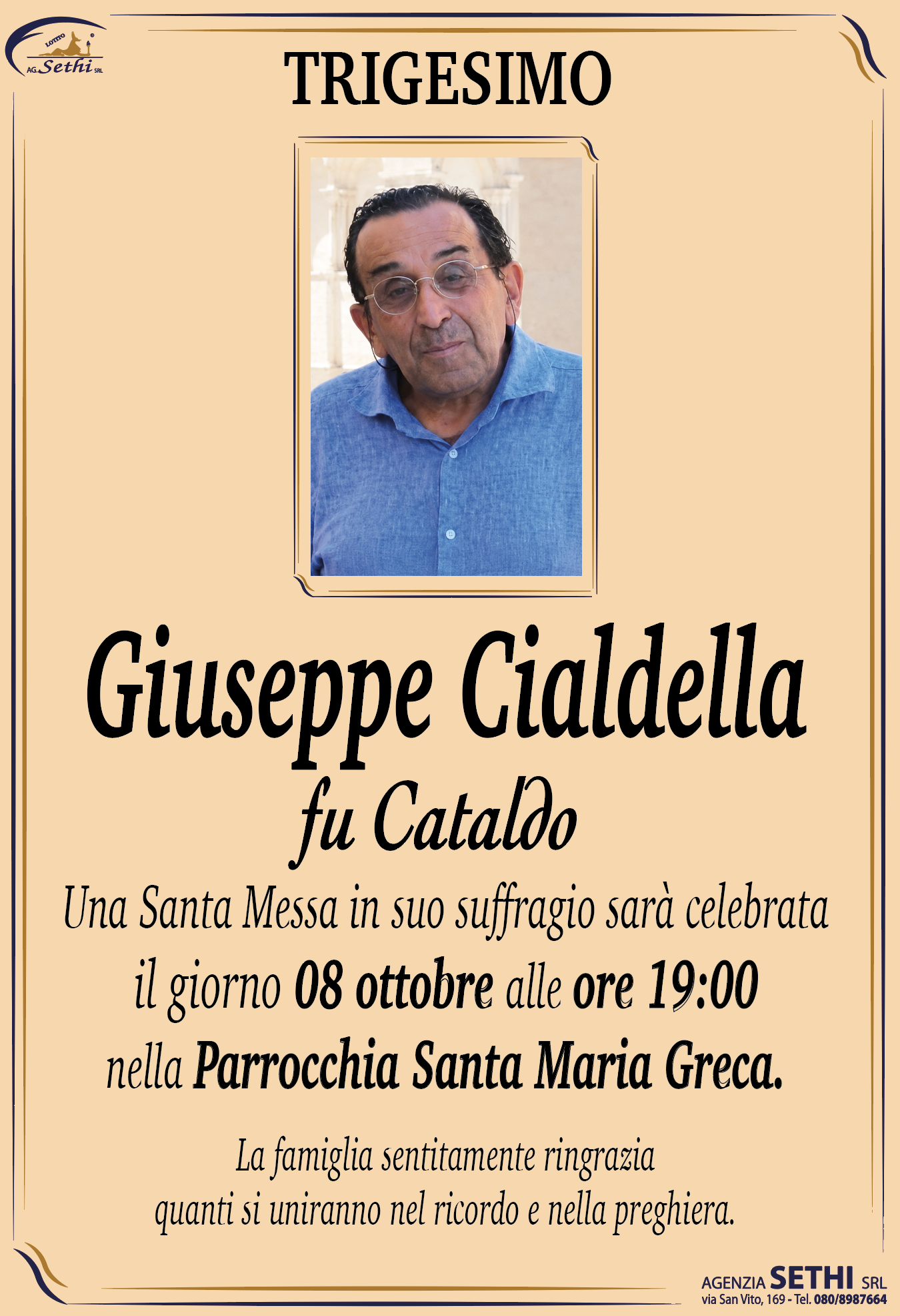 Trigesimo Giuseppe Cialdella fu Cataldo