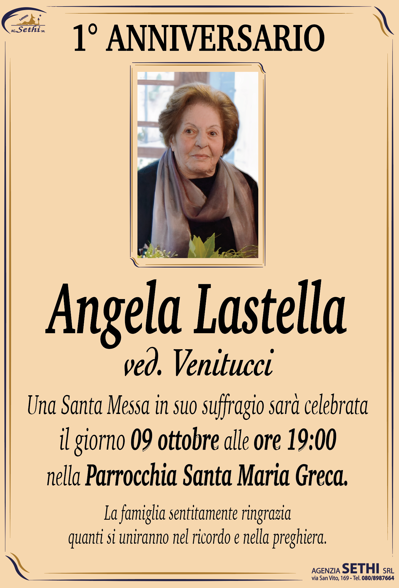 1° anniversario Angela Lastella ved. Venitucci