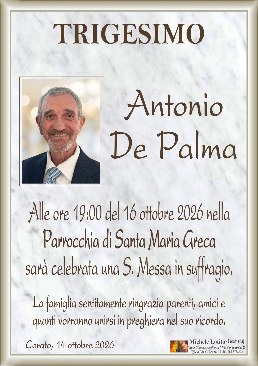 Trigesimo ANTONIO DE PALMA