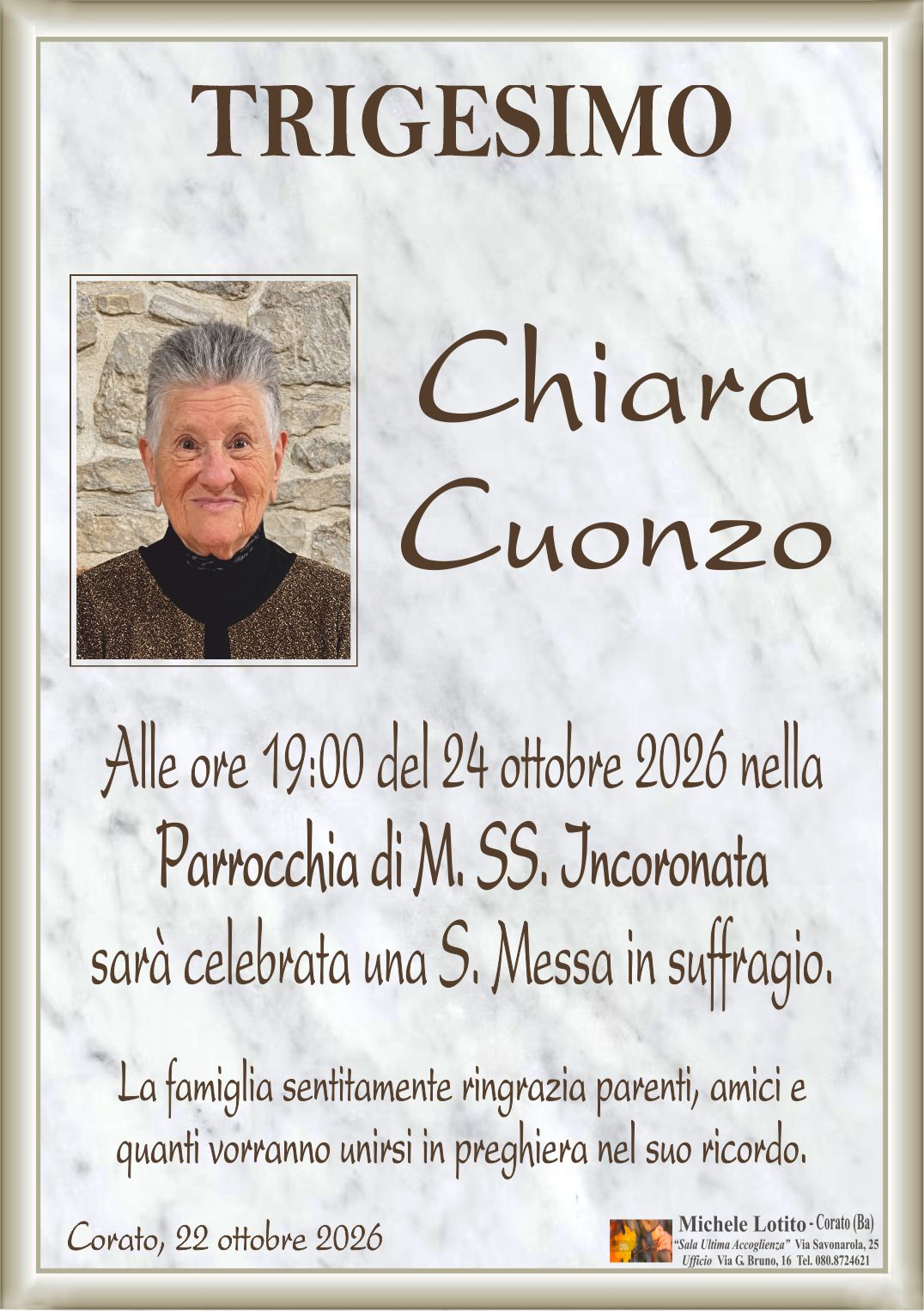 Trigesimo CHIARA CUONZO