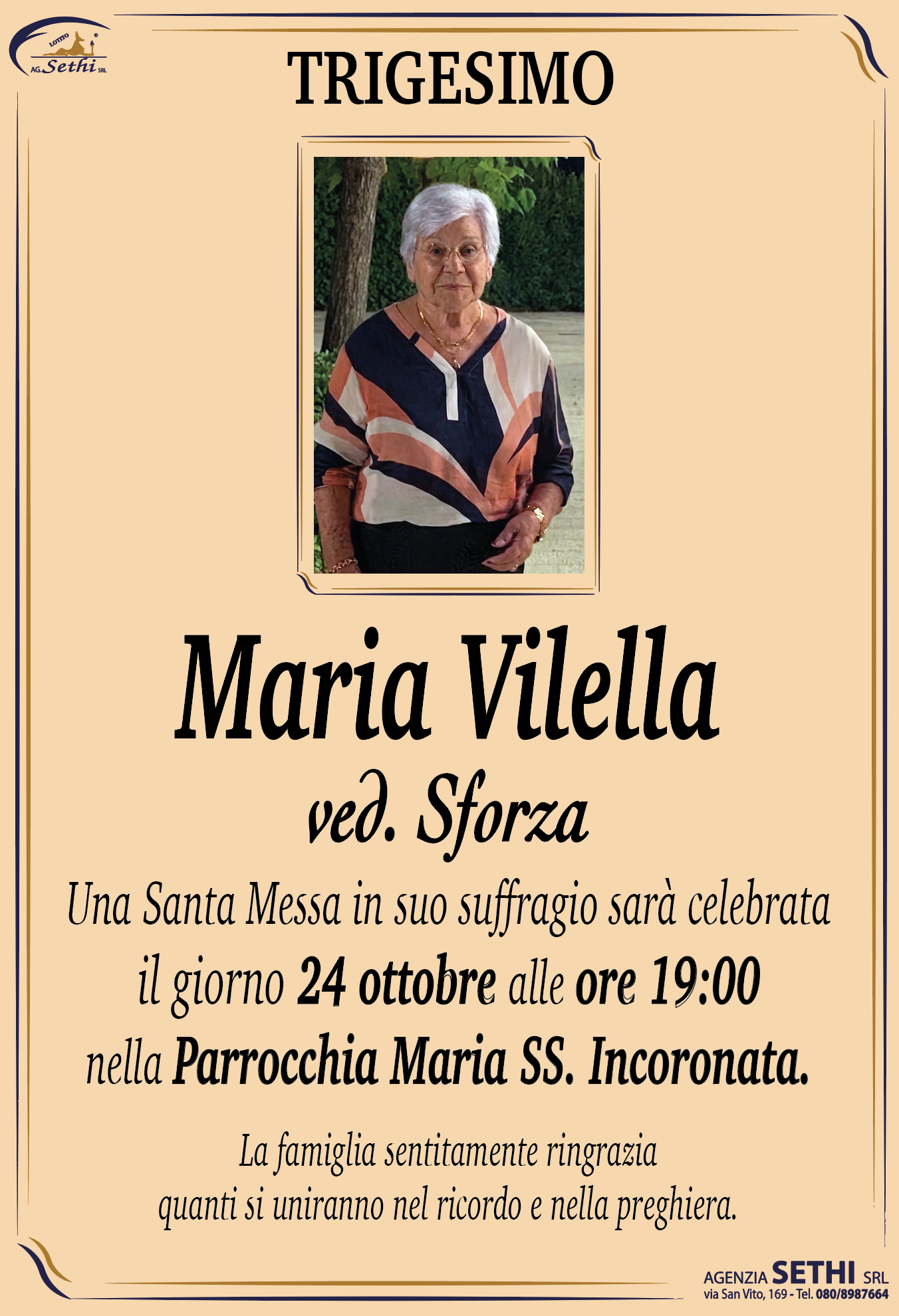 Trigesimo Maria Vilella ved. Sforza