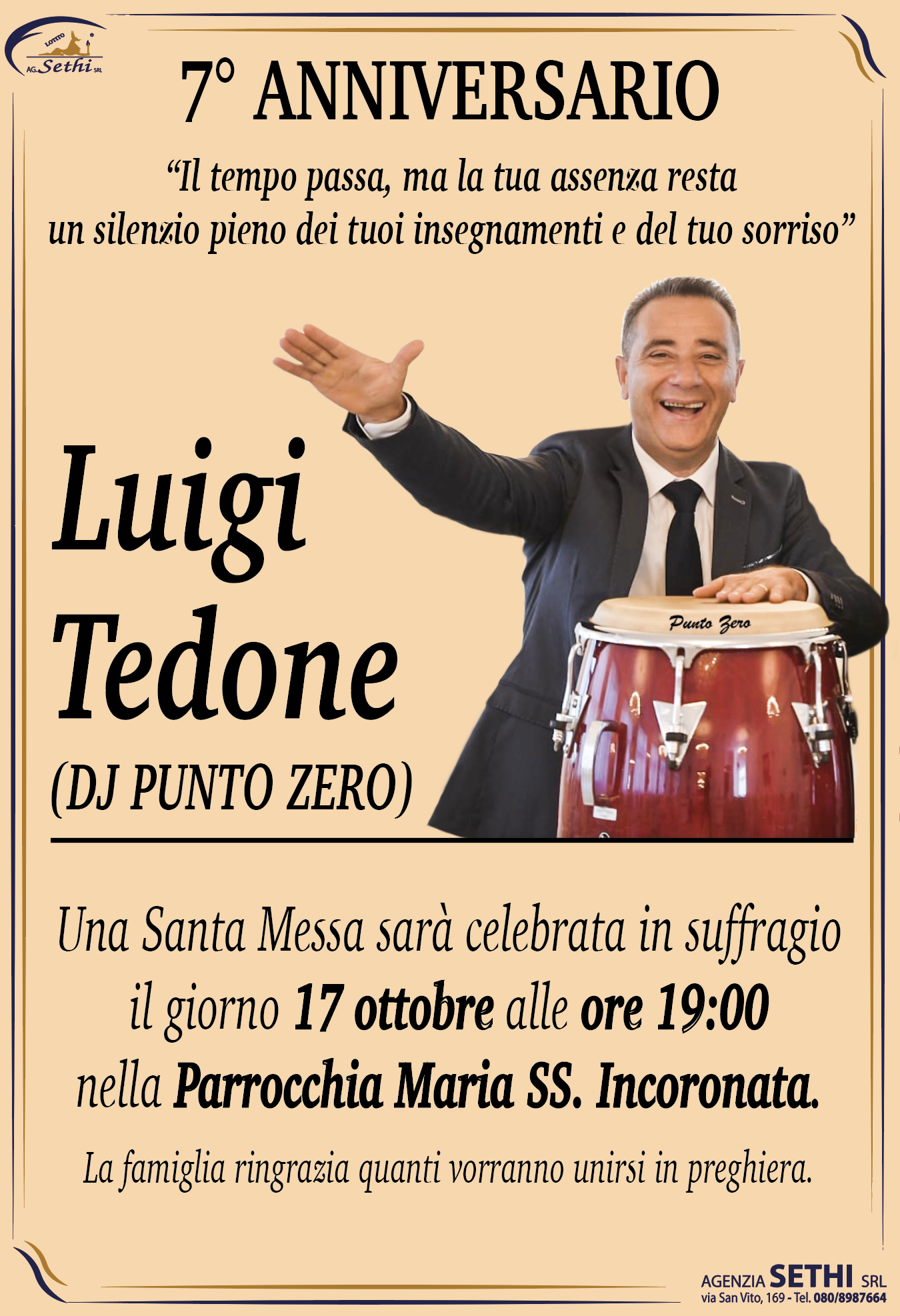 7° anniversario Luigi Tedone fu Natale