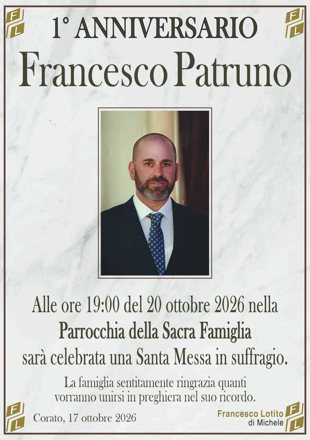 1° anniversario Francesco PATRUNO