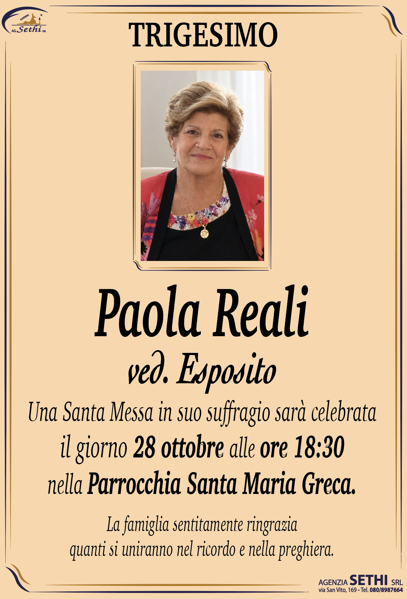 Trigesimo Paola Reali ved. Esposito