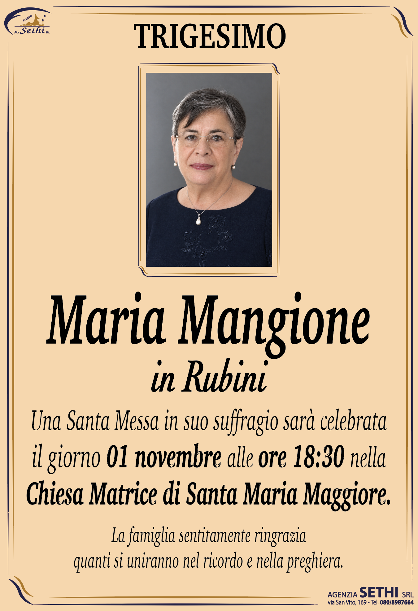 Trigesimo Maria Mangione in Rubini