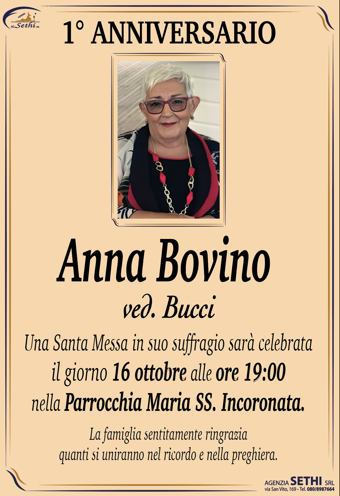 1° anniversario Anna Bovino ved. Bucci