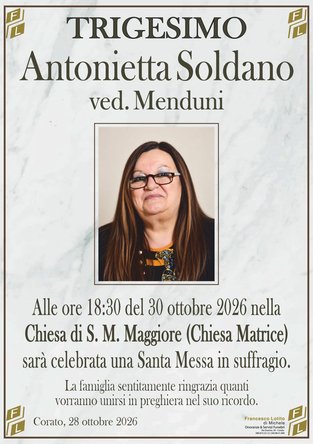 Trigesimo Antonietta SOLDANO ved. MENDUNI