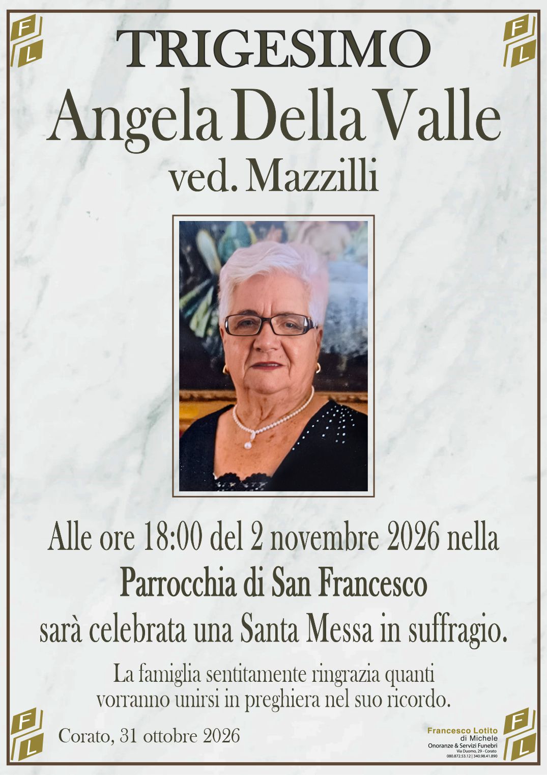 Trigesimo Angela DELLA VALLE ved. MAZZILLI