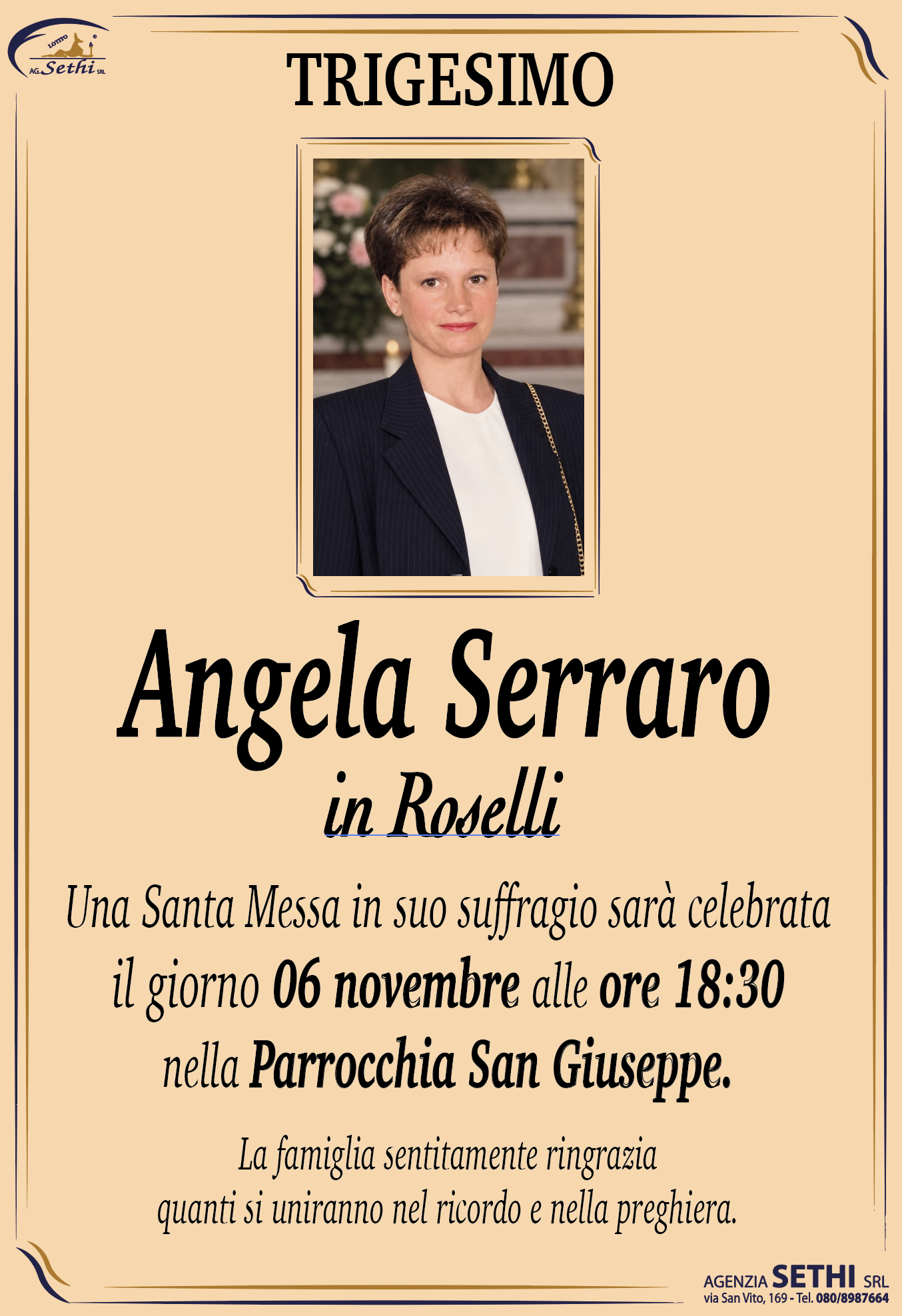 Trigesimo Angela Serraro in Roselli