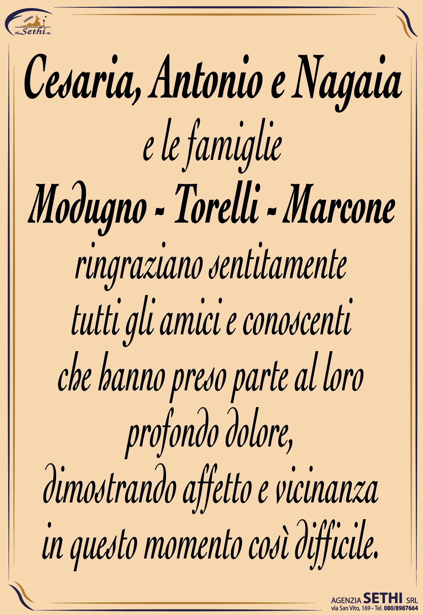 Ringraziamento Cataldo Modugno