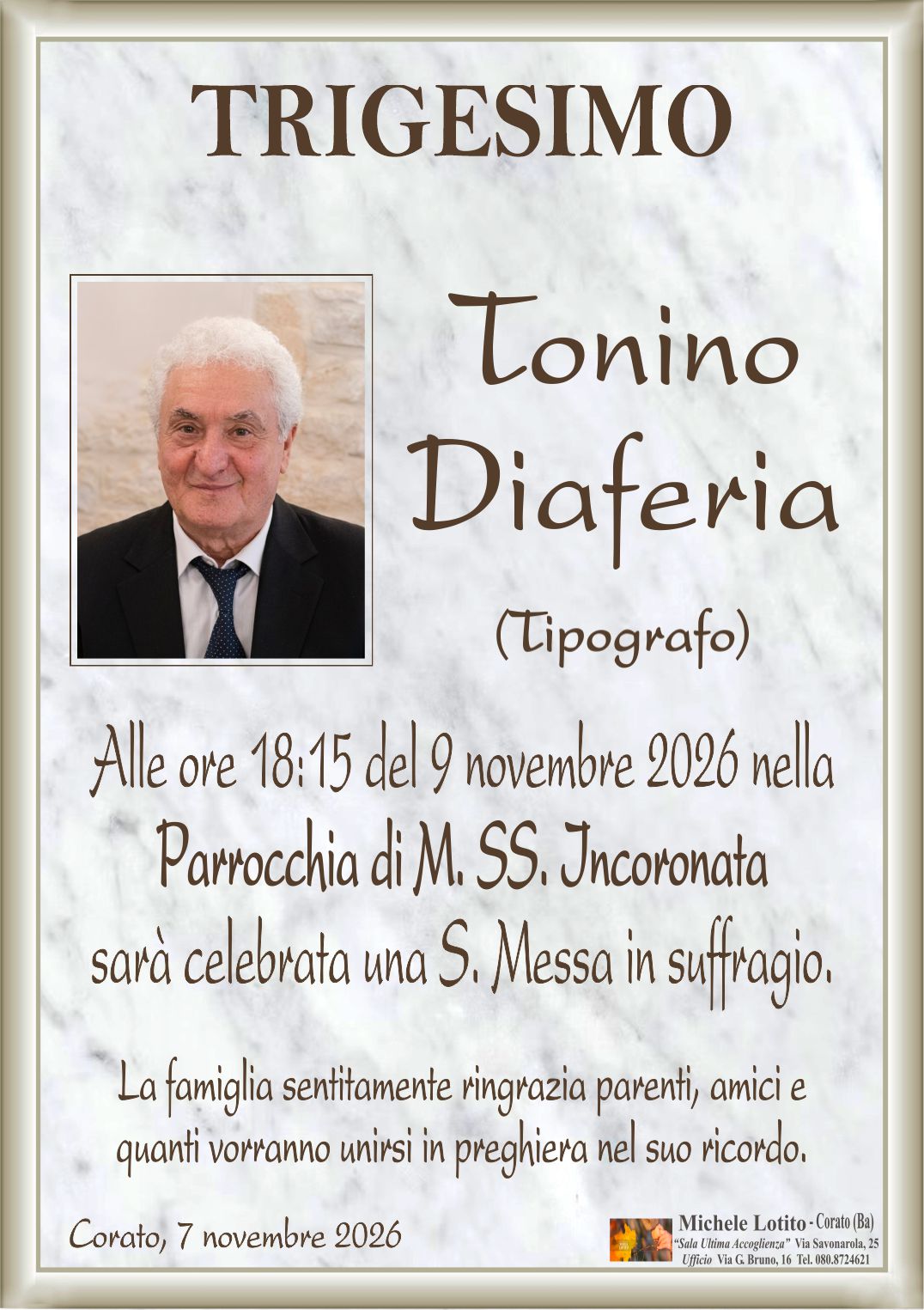 Trigesimo TONINO DIAFERIA (Tipografo)