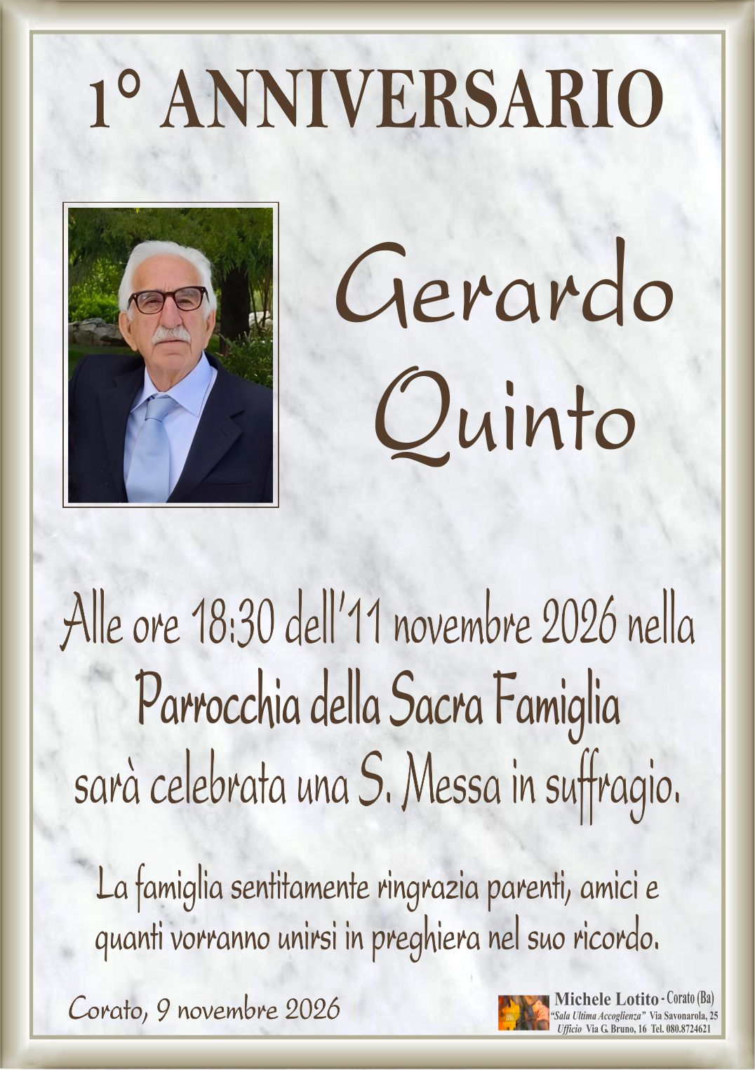 1° anniversario GERARDO QUINTO