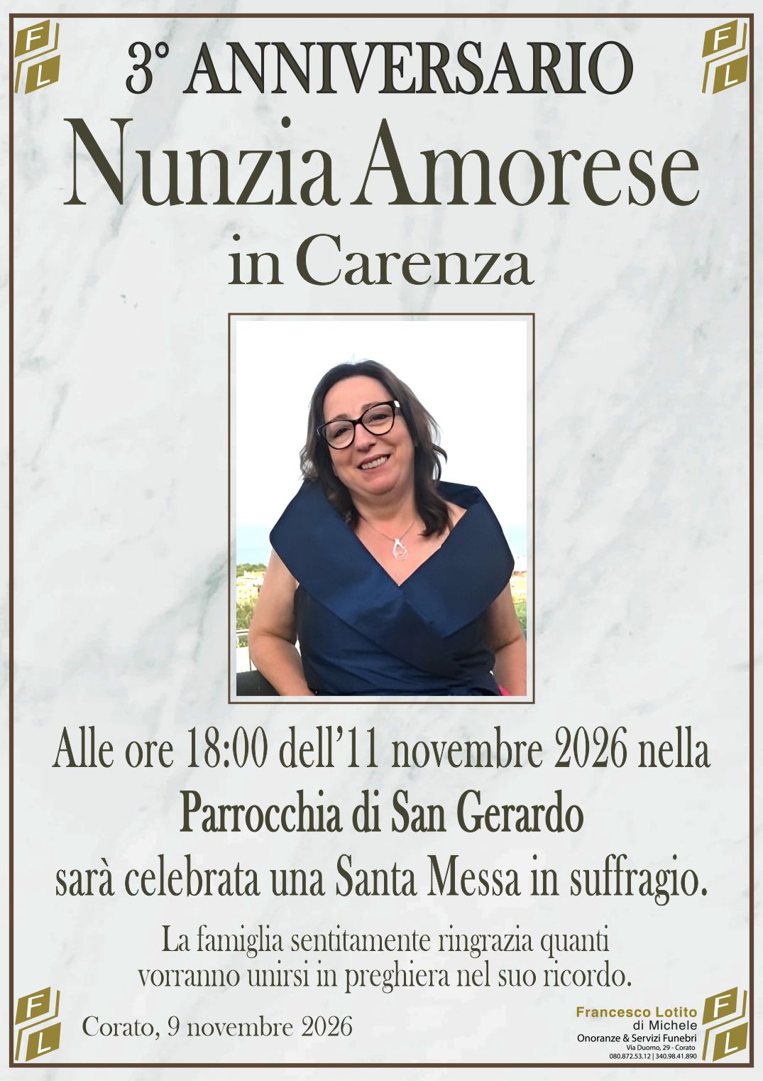 3° anniversario Nunzia AMORESE in Carenza