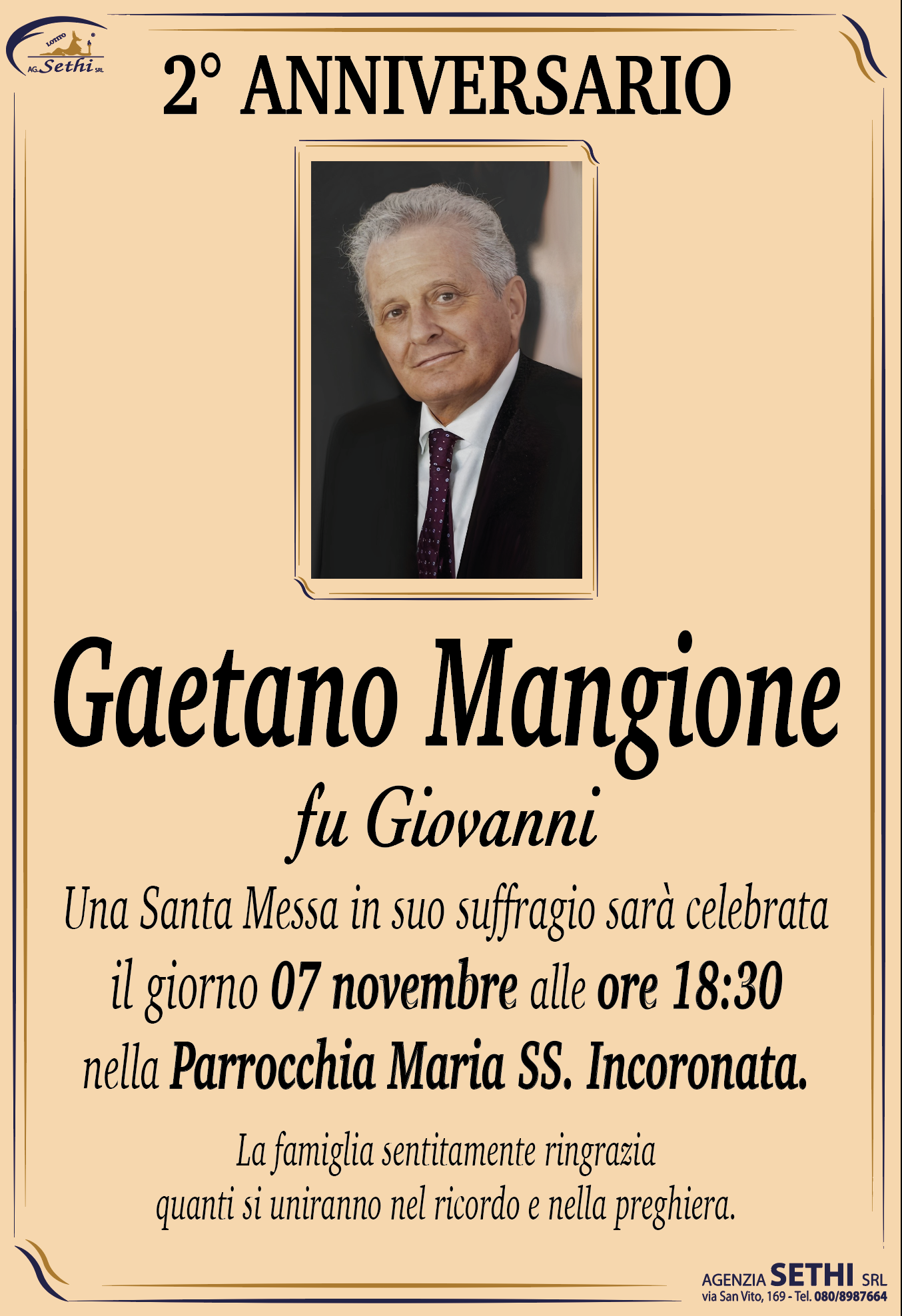 2° anniversario Gaetano Mangione fu Giovanni