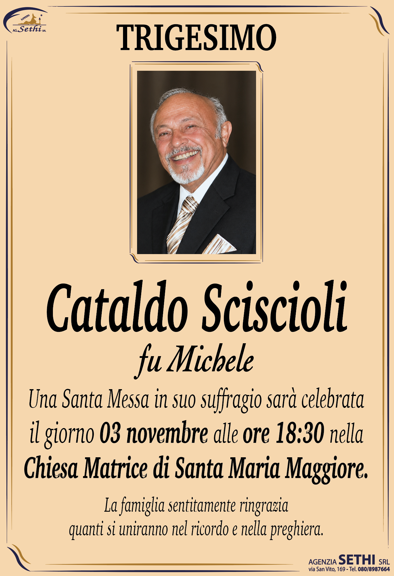 Trigesimo Cataldo Sciscioli fu Michele (res. USA)