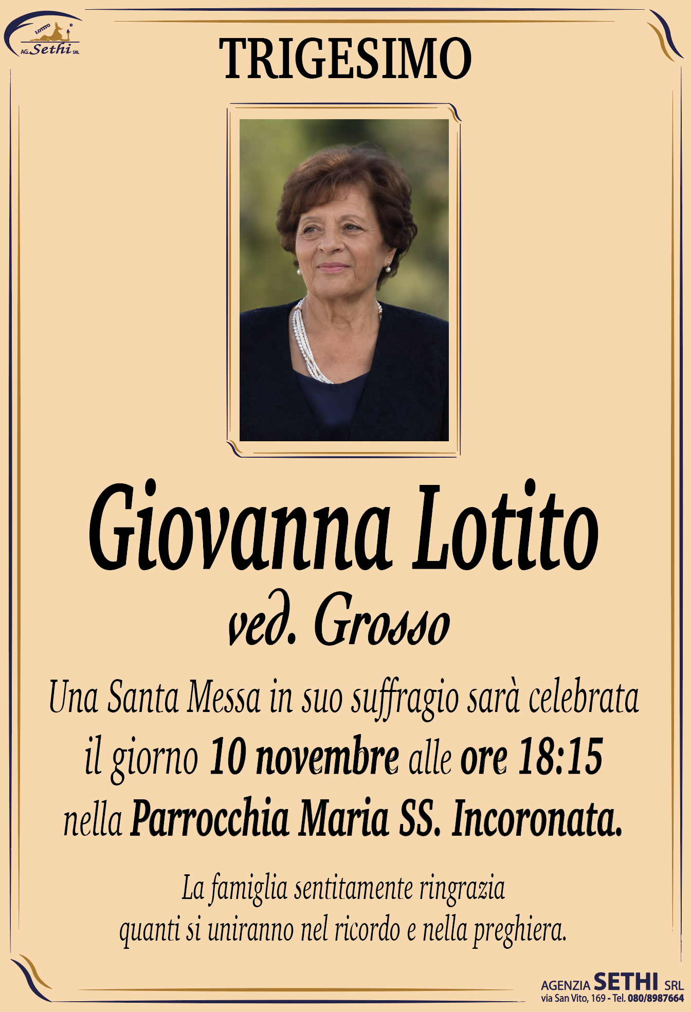 Trigesimo Giovanna Lotito ved. Grosso