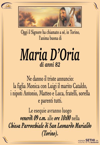 Ne danno il triste annuncio:
la figlia Monica con Luigi il marito Cataldo,
i nipoti Antonio, Matteo e Luca, fratelli, sorella
e parenti tutti.